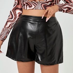 Shein high waisted black (p)leather shorts